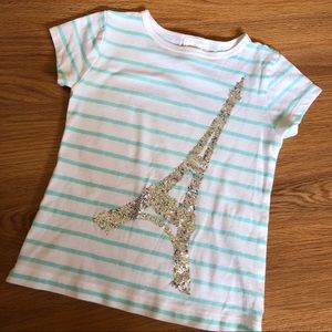 J Crew - Crew Cuts Eiffel Tower glitter shirt sz 2